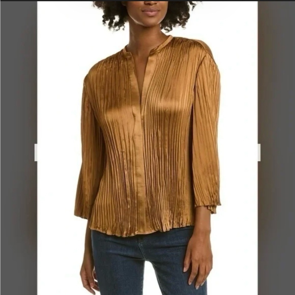 Vince Bronze Pleated Blouse